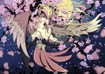  absurdres bird blurry closed_mouth commentary_request gen_1_pokemon highres moon night no_humans outdoors petals pidgeot pokemon pokemon_(creature) red_eyes sideways_glance sky solo t0k0d18 tree 