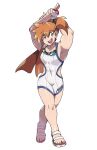  1girl absurdres competition_swimsuit goggles green_eyes highres juno_son misty_(pokemon) muscular muscular_female official_style one-piece_swimsuit pokemon pokemon_(game) pokemon_hgss redesign solo swimsuit white_background 
