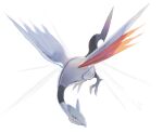  blurry closed_mouth commentary_request full_body gen_2_pokemon gigigimimi grey_eyes highres no_humans pokemon pokemon_(creature) skarmory solo talons white_background 
