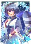  ;d animal_ear_fluff animal_ears bangs black_hair black_hakama breasts brown_gloves commentary_request crescent eyebrows_visible_through_hair fingerless_gloves glasses gloves hair_between_eyes hair_intakes hakama hand_up indie_virtual_youtuber japanese_clothes kimono kouu_hiyoyo long_sleeves looking_at_viewer one_eye_closed open_clothes open_mouth raccoon_ears raccoon_girl raccoon_tail red-framed_eyewear semi-rimless_eyewear short_hair small_breasts smile sparkle striped_tail tail tail_raised under-rim_eyewear violet_eyes virtual_youtuber white_kimono wide_sleeves yozora_aoi 
