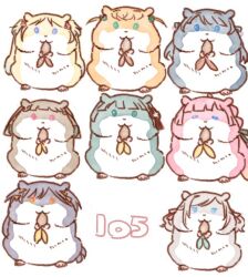  animal_focus animal_with_hair animalization anyoji_hime blue_eyes ceras_yanagida_lilienfeld commentary eating flower flower_knot green_eyes green_ribbon hair_flower hair_ornament hair_ribbon hamster hinoshita_kaho holding kachimachi_kosuzu katsuragi_izumi link!_like!_love_live! love_live! momose_ginko multi-tied_hair murano_sayaka no_humans osawa_rurino pink_ribbon ponytail rabbit_hair_ornament ribbon seed shinanoya_(satanicad) simple_background sunflower_seed triangle_hair_ornament twintails two_side_up virtual_youtuber white_background white_flower 