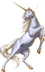  artist_request demon_(megami_tensei) glowing glowing_eyes gold_horns highres no_humans official_art open_mouth persona persona_5 persona_5:_the_phantom_x red_eyes shin_megami_tensei solo third-party_source transparent_background unicorn unicorn_(megami_tensei) white_mane 