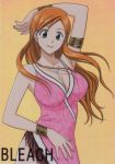  bleach breasts color_issue highres inoue_orihime jewelry large_breasts long_hair necklace official_art orange_hair screening 