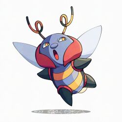  antennae brown_eyes full_body mistray-art no_humans open_mouth pokemon pokemon_(creature) signature simple_background solo volbeat white_background 