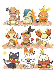  :d animal_ear_fluff animal_focus baby_animal bird blue_eyes cat charmander chick chimchar claws colored_sclera commentary_request cyndaquil fangs fennekin fiery_tail fire fox fuecoco highres litten monkey no_humans one_eye_closed open_mouth orange_eyes pokemon pokemon_(creature) rabbit red_eyes saki_pokeoekaki scorbunny sitting smile snout star_(symbol) tail tepig torchic unown unown_h unown_n unown_o white_background yellow_sclera 
