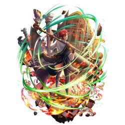  1boy artist_request aura black_pants boots closed_mouth fire from_behind full_body game_cg glowing glowing_eyes grey_boots hair_between_eyes hands_up holding holding_behind_neck holding_scythe jacket jacket_partially_removed knee_boots l&#039;arc_berg_sickle looking_at_viewer male_focus messy_hair off-shoulder_jacket off_shoulder official_art pants parted_lips red_eyes red_hair ruins scythe shirt short_hair sicle simple_background smile solo swept_bangs tate_no_yuusha_no_nariagari tate_no_yuusha_no_nariagari_rerise transparent_background v-shaped_eyebrows vassal_scythe_(demon_dragon_scythe)_(tate_no_yuusha_no_nariagari) vassal_scythe_(tate_no_yuusha_no_nariagari) white_shirt 