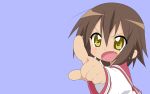  brown_hair kusakabe_misao lucky_star open_mouth pointing short_hair 