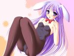  blush bunny_ears bunnysuit collar happiness happiness! highres kakesu male pantyhose purple_eyes purple_hair trap watarase_jun 