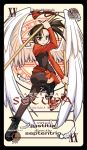  angel_wings card mahou_sensei_negima mahou_sensei_negima! nino_(pixiv10550) pactio sakurazaki_setsuna side_ponytail sword thighhighs wings 