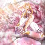  aria aria_(manga) blonde_hair braid in_tree leaf nature sitting sitting_in_tree tree tree_sitting trees 