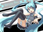  blue_hair hatsune_miku headset long_hair miniskirt oryou panties skirt striped striped_panties thigh-highs thighhighs twintails underwear very_long_hair vocaloid zettai_ryouiki 