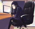  black_pantyhose chair computer hidari_kagetora kagetora_hidari pantyhose pen school_uniform schoolgirl smile 