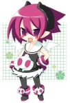  blush_stickers chibi child disgaea disgaea_3 dress fang fangs hand_on_hip horns makai_senki_disgaea_3 pantyhose pink_eyes pink_hair pointy_ears raspberyl sazaki_ichiri solo wings 