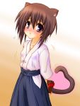  bamboo_blade blush cat_ears cat_tail cat_tails fuyutsuki_hide hakama japanese_clothes kawazoe_tamaki tail valentine 