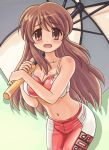  breasts cleavage hamoto long_hair midriff race_queen racequeen suzumiya_haruhi_no_yuuutsu umbrella 