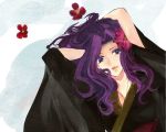  cornelia_li_britannia flower japanese_clothes kimono purple_eyes purple_hair violet_eyes 