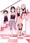  artist_request barefoot cigarette ichigo_mashimaro itou_chika itou_nobue matsuoka_miu midriff navel sakuragi_matsuri sitting stairs tank_top 