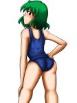 1girl ass from_behind hand_on_hip kazami_yuuka looking_back one-piece_swimsuit school_swimsuit swimsuit thighs touhou white_background