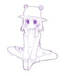  hat keroro_gunsou monochrome moriya_suwako purple sketch socks touhou yuuki_(ashitahare) 