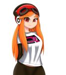  bangs closed_mouth domino_mask eyebrows_visible_through_hair looking_at_viewer mask meggy_spletzer orange_hair red_eyes rn1girl rnartist_request simple_background smg4 smile solo source_request thick_eyebrows white_background 