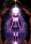  1girl bangs black_skirt blunt_bangs dangan_ronpa:_trigger_happy_havoc dangan_ronpa_(series) hori_airi iron_maiden kirigiri_kyouko long_hair long_sleeves looking_at_viewer pink_eyes pleated_skirt skirt solo very_long_hair white_hair 