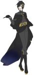  :d asrbpy black_footwear black_gloves black_hair boots full_body gen_2_pokemon gloves grey_pants hair_ornament hair_over_one_eye highres knee_boots o-ring open_mouth pants personification pokemon red_eyes simple_background smile umbreon white_background x_hair_ornament 