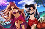  absurdres beach bikini bra fate/grand_order fate_(series) fhilippedu highres martha_(fate) martha_(swimsuit_ruler)_(fate) pareo purple_sarong red_sarong sarong scathach_(fate) scathach_(fate)_(all) scathach_(swimsuit_assassin)_(fate) swimsuit 