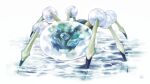  araquanid blue_eyes bug commentary_request full_body gen_7_pokemon highres looking_at_viewer no_humans okowa_0141 pokemon pokemon_(creature) signature solo standing wading water 