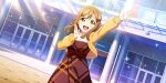  blush brown_eyes brown_hair dress kunikida_hanamaru long_hair love_live!_school_idol_festival_all_stars smile 