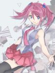  1girl bangs blue_eyes blush breasts exposed_shoulders hiiragi_yuzu open_mouth pink_hair shoes short_hair short_twintails smile solo tsumayouji_(dekosoko) twintails yu-gi-oh! yu-gi-oh!_arc-v yuu-gi-ou yuu-gi-ou_arc-v zettai_ryouiki 