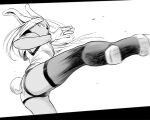  1girl animal_ears boku_no_hero_academia bunny_tail dark_skin dark-skinned_female kicking leotard mirko motion_blur profile rabbit_ears rabbit_girl solo tail tail_through_clothes taut_leotard uzuki_noboru_(denchuu_shoujo) 