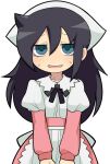  apron bags_under_eyes black_hair black_ribbon blush green_eyes hospital_king kuroki_tomoko long_hair maid maid_apron maid_headdress messy_hair ribbon simple_background sweat watashi_ga_motenai_no_wa_dou_kangaetemo_omaera_ga_warui! white_background 