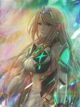  1girl bangs bare_shoulders blonde_hair breasts chest_jewel dress earrings elbow_gloves gloves jewelry large_breasts lips long_hair mythra_(massive_melee)_(xenoblade) mythra_(xenoblade) smile stephanie_sybydlo swept_bangs tiara twitter_username very_long_hair white_dress white_gloves xenoblade_chronicles_(series) xenoblade_chronicles_2 yellow_eyes 