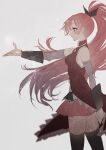  1girl bare_shoulders bow from_side hair_bow highres long_hair magical_girl mahou_shoujo_madoka_magica misteor ponytail reaching red_eyes redhead ribbon sakura_kyoko skirt smile solo 