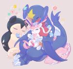  :t bandages blue_eyes blush closed_eyes closed_mouth commentary_request cushion fangs frills garchomp gen_1_pokemon gen_4_pokemon gen_6_pokemon heart izobe motion_lines no_humans open_mouth paws pokemon pokemon_(creature) sitting smile snorlax sylveon toes 