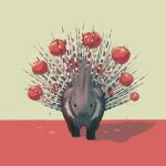  absurdres animal_focus avogado6 full_body grey_background highres no_humans original porcupine tomato 