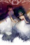  2girls green_hair hair_bun jian_dian_jia_zi kurosaki_ruri long_hair mizuki_kotori_(yuu-gi-ou_zexal) multicolored_hair purple_hair wedding_dress yuu-gi-ou yuu-gi-ou_arc-v yuu-gi-ou_zexal 