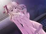  aki_no_urarano_akane_iro_shouten_gai blonde_hair dutch_angle game_cg hair_ribbon hair_ribbons night odajima_mayu pajamas peko ribbon sad twintails 