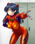  bodysuit breasts cosplay kamia_(not_found) long_hair neon_genesis_evangelion original plugsuit shiny shiny_clothes skin_tight solo souryuu_asuka_langley souryuu_asuka_langley_(cosplay) wink yukino_sayuri 