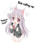  bunny_ears english fang formal omiso_(omiso) purple_hair rabbit_ears red_eyes reisen_udongein_inaba tears touhou 