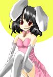  bad_id black_hair bunny_ears elbow_gloves gloves inaba_tewi r0g0b0 rabbit_ears red_eyes thigh-highs thighhighs touhou 