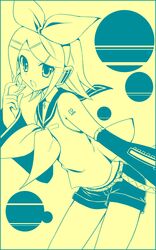  kagamine_rin miyabi_juri monochrome vocaloid yellow 