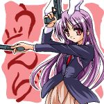  akimbo bunny_ears crossed_arms dual_wielding gun handgun lowres oekaki pistol purple_hair rabbit_ears reisen_udongein_inaba touhou weapon 