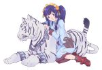  blue_hair braid nakatomi_ryou tagme tiger 