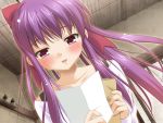  aki_no_urarano_akane_iro_shouten_gai blush happy letter odajima_kosuzu peko purple_eyes purple_hair tears violet_eyes 