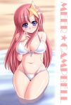  blush breasts curvy cute gundam gundam_seed gundam_seed_destiny long_hair meer_campbell pink_hair swimsuit tongpoo tonpuu wide_hips 