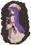  bow dress hair_bow hat kasa long_hair long_sleeves patchouli_knowledge purple_eyes purple_hair touhou very_long_hair 