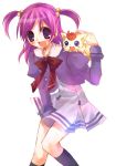  cat futari_wa_pretty_cure purple_eyes purple_hair school_uniform socks suzushiro_kurumi twintails violet_eyes yumehara_nozomi 