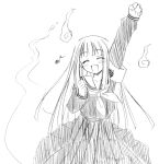  armband clenched_hands fist happy harmonia hitodama mahou_sensei_negima mahou_sensei_negima! monochrome musical_note raised_fist school_uniform sketch 