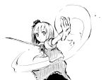  cpu_(artist) foreshortening hands hitodama katana konpaku_youmu konpaku_youmu_(ghost) monochrome myon short_hair sketch sword touhou weapon 